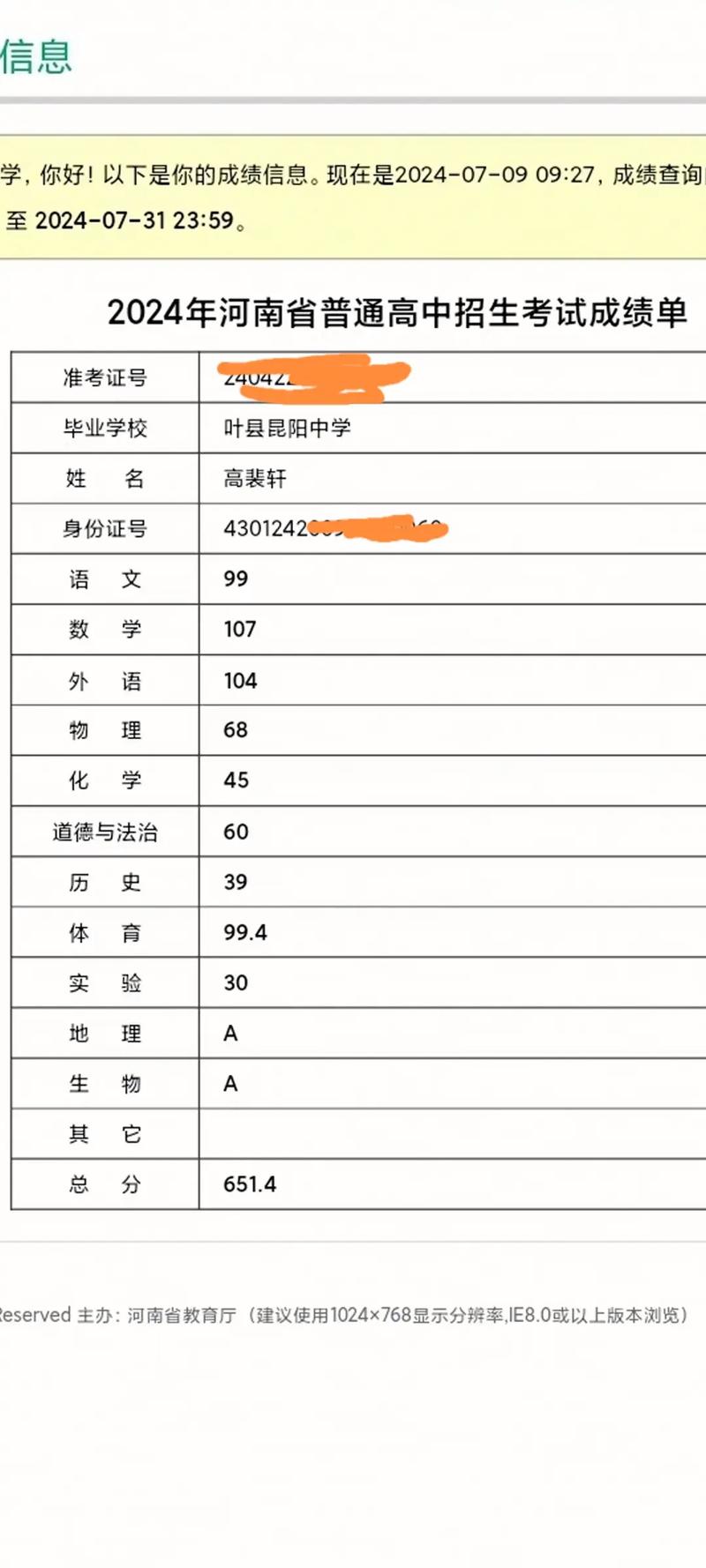 河南中考成績(jī)?cè)趺床?圖1