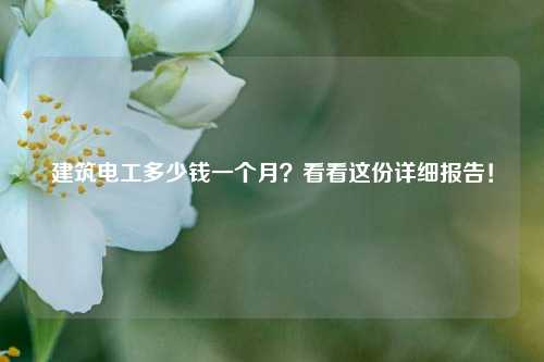 建筑電工多少錢一個月？看看這份詳細(xì)報告！-圖1