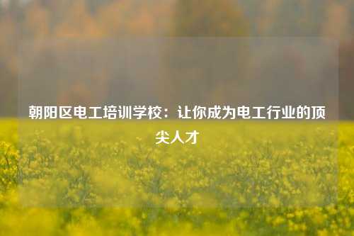 朝陽區(qū)電工培訓(xùn)學(xué)校：讓你成為電工行業(yè)的頂尖人才-圖1