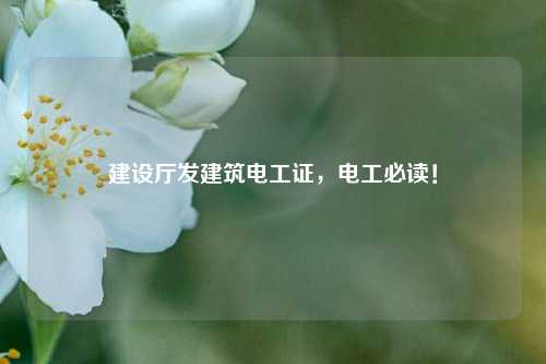 建設廳發建筑電工證，電工必讀！-圖1